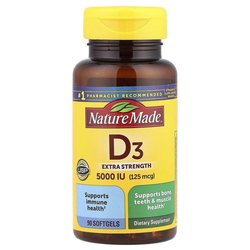 D3, 125 mcg (5,000 IU), 90 Softgels