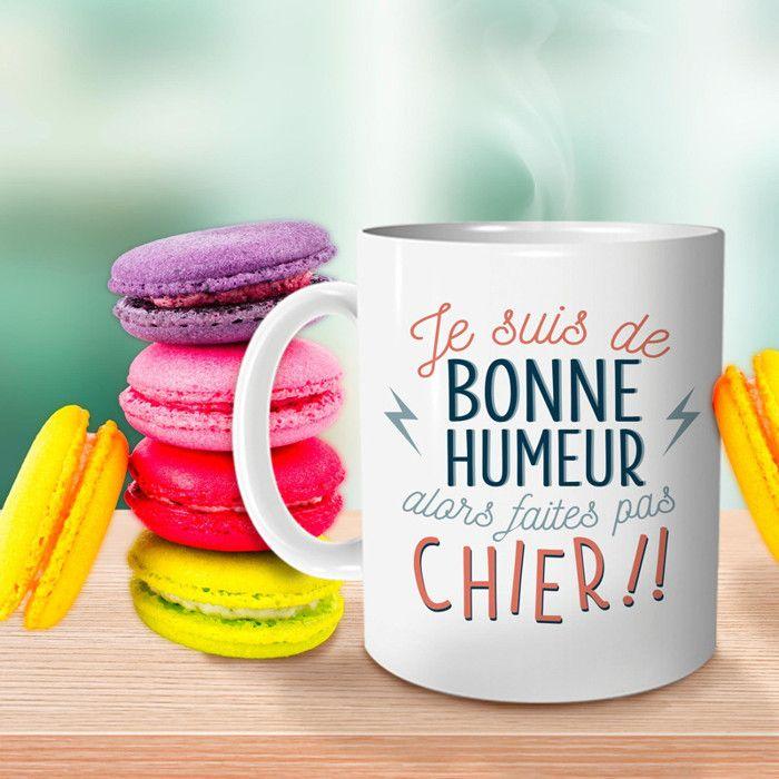 Mug céramique je suis de bonne humeur blanc