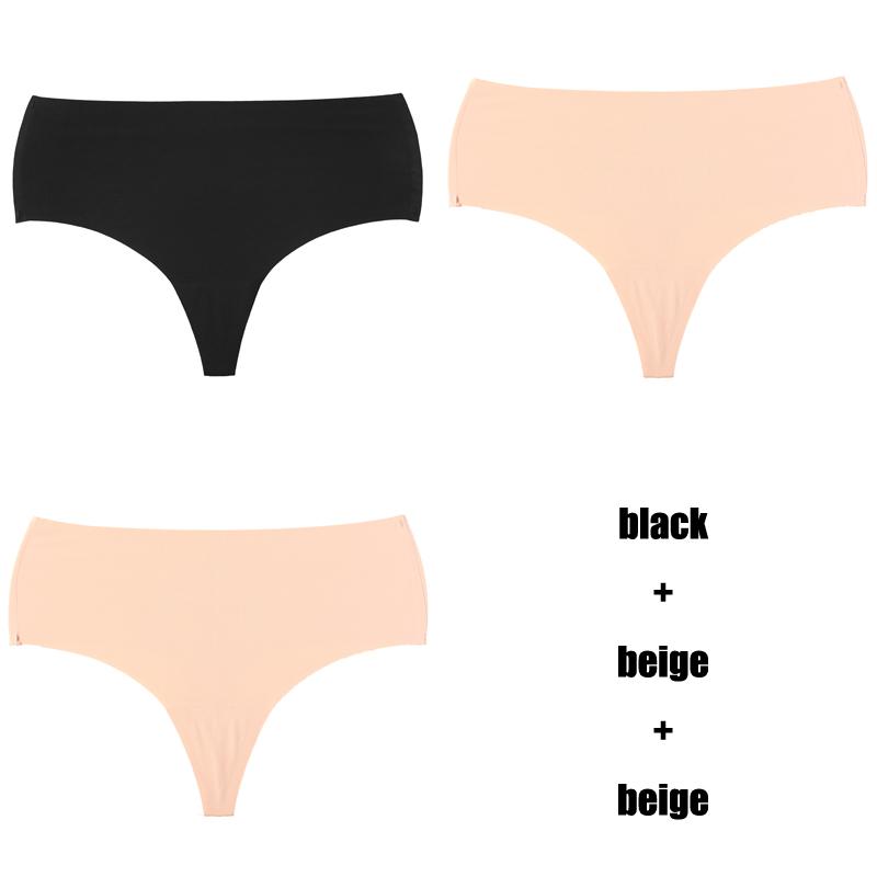 CINOON 3Pcs/Lot Temptation Panties Women Traceless Ice Silk Underwear Sexy High Waist G String Thong Comfortable Bikini Female Lingerie