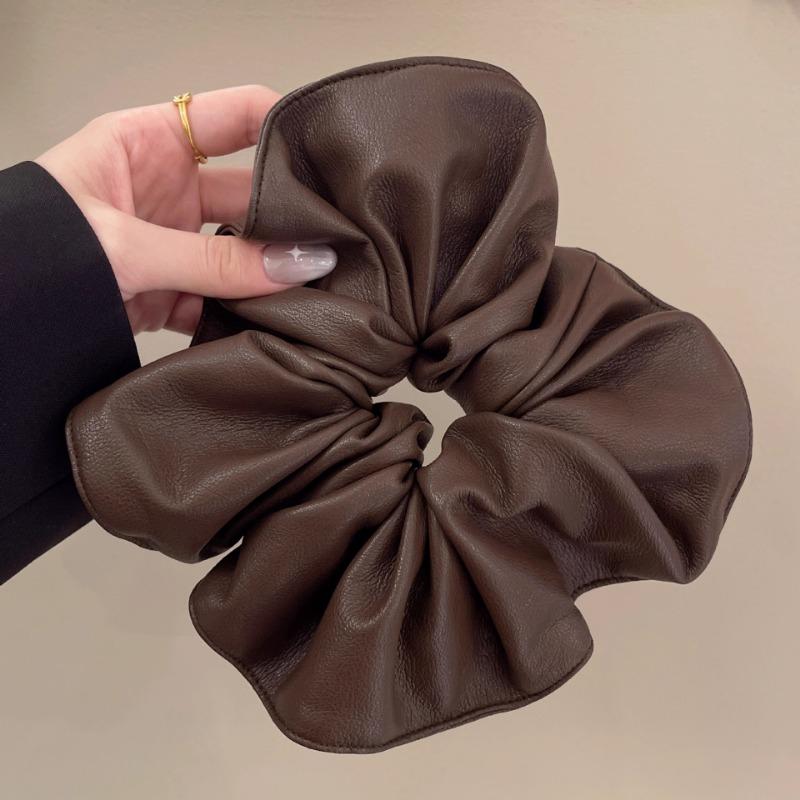 Large Leather Large Intestine Hair Band Leopard Print Retro Hair Tie Hair Tie and Hair Accessory