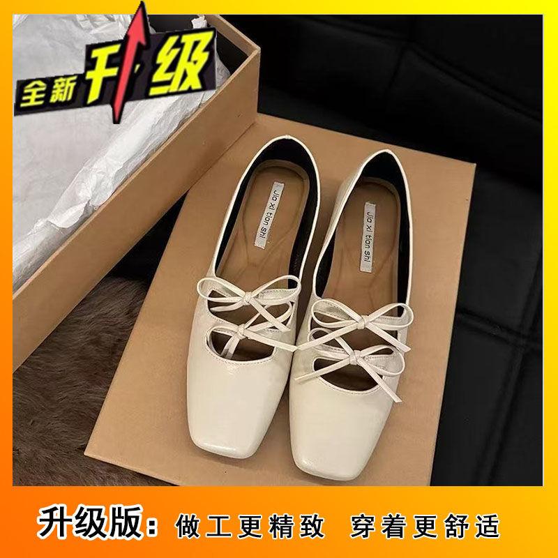 2025 spring and summer new lace-up bow Mary Jane women's shoes French fashion versatile late evening wind light mouth single shoes