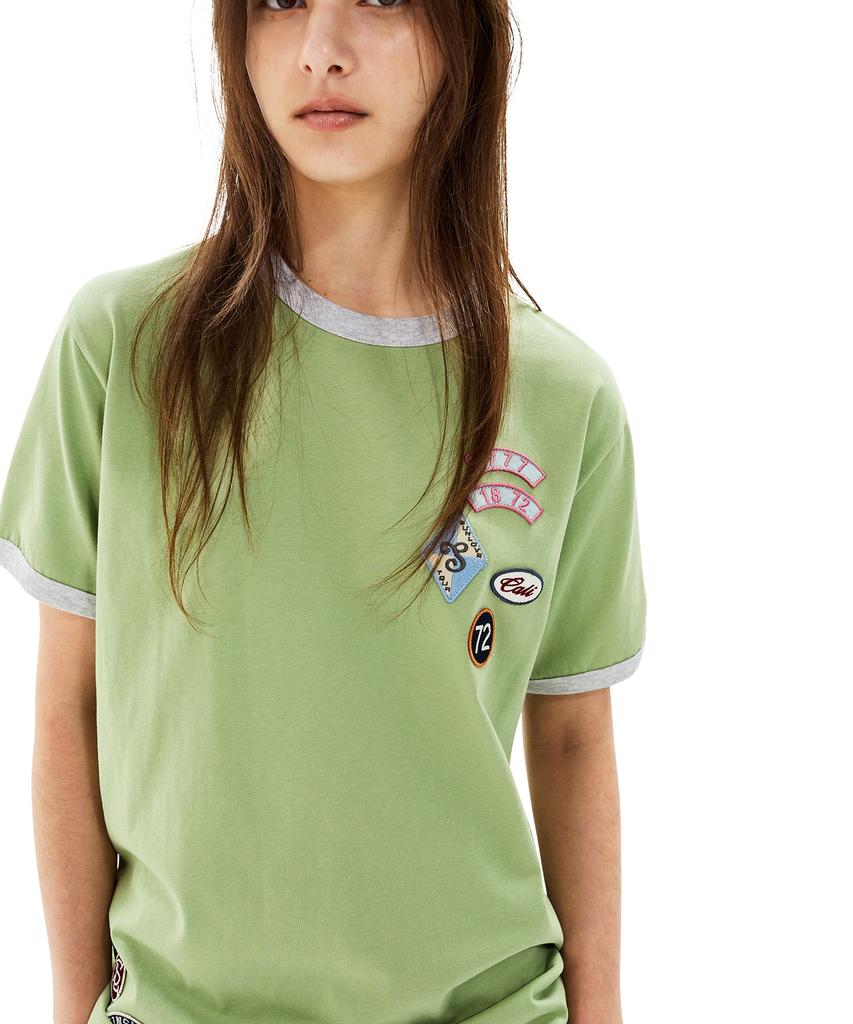 Sun Love Multi Patch Ringer Tee Light Olive