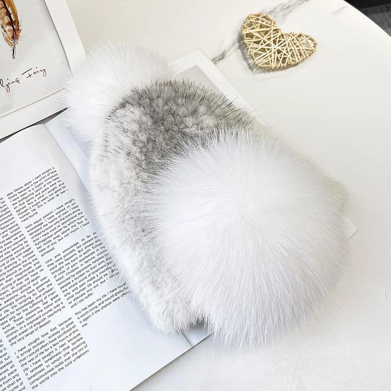 Double-sided Mink Hair Elastic Ear Protection Hat Female Winter Cute Sweet Warm Ear Protection Whole Fur Fox Fur Hat