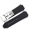 26X19mm Real Cow Leather Rubber Watchband for HUBLOT Classic Fusion Universe Big Bang Series Men belt Watch band butterfly Buckl
