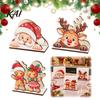 Decorative Paper Holder Wooden Christmas Napkin Holder, Cute Gingerbread Elk Santa Standing Tissue Dispenser, Stable Rack Farmhouse Cocktail Serviette