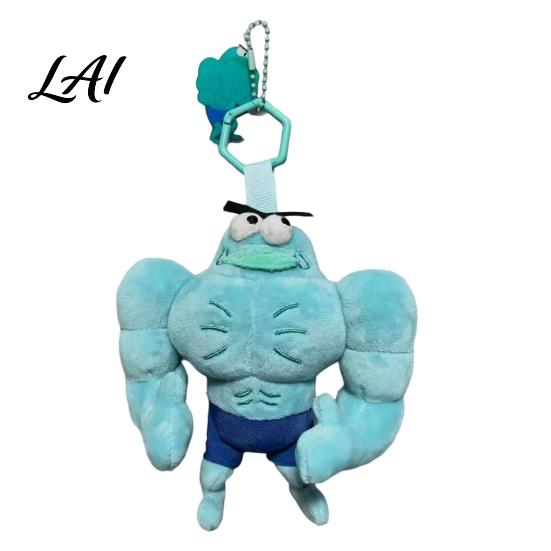 Exquisite Embroidered Plush Toy Funny Buff Muscle Fish Keychain Cartoon Stuffed Novelty Man Keyring Pendant Soft Bag Charm Key Ring Creative