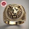 Anello Sigillo Leone Maestoso in Argento S925 Dorato Uomo Vintage Inciso Intarsio Zircone 5A Anello Stile Europeo e Americano Accessori Moda