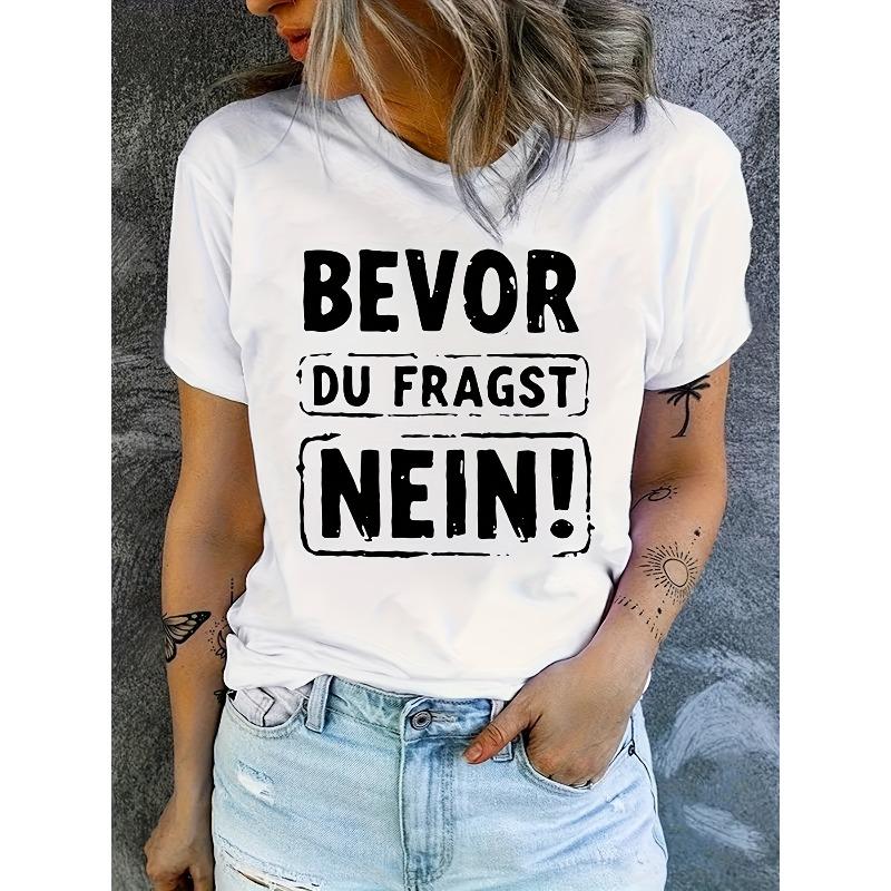 

European Style Women S T-Shirt with Letter Print S