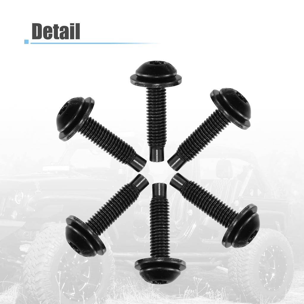 uxcell 12 szt. Śruby Torx z twardym dachem dla Jeepa Wranglera JK 2007-2018 Ekstradługie Śruby Zamienne do Aut Stal Nierdzewna Czarne