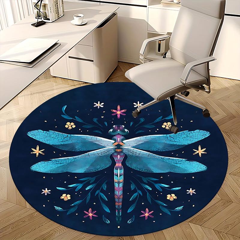 Elegant Dragonfly Office Carpet Chair Mats, Floral Home Decor, Office Carpet Gift for Living Room, Bedroom, Various Rooms1118027a