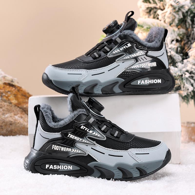 Zimní dětské bavlněné boty Otočné knoflíky pro snadné obouvání a zouvání Dětské sportovní boty Venkovní běžecké boty Boty na sníh Dětské sněhule