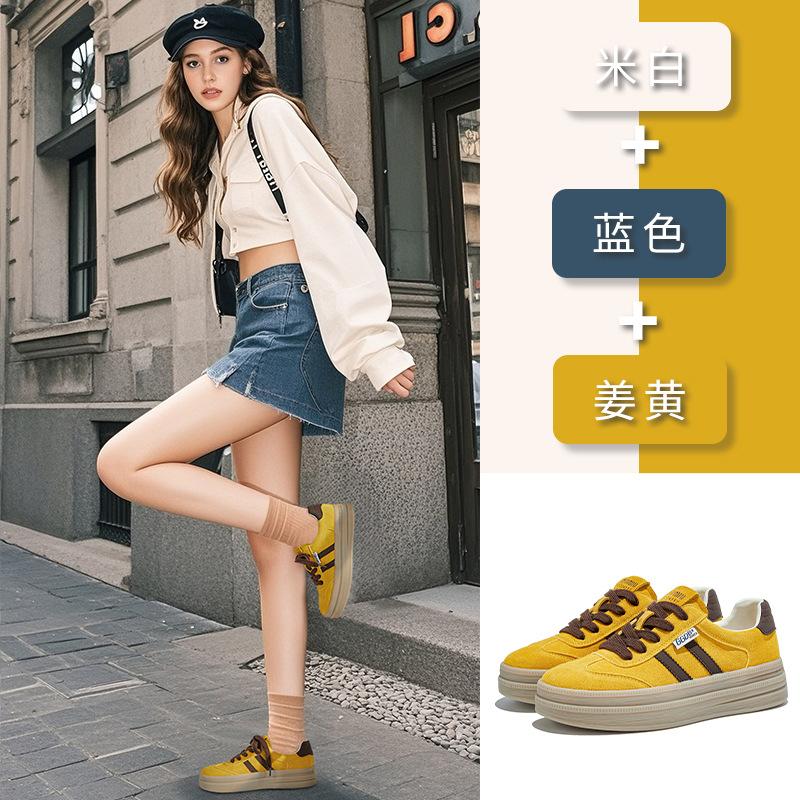 Leder Deutsche Trainingsschuhe Damen 2025 Herbst neue Retro Casual Kleine Weiße Schuhe Sport Forrest Gump Schuhe Plateau Mode Damenschuhe