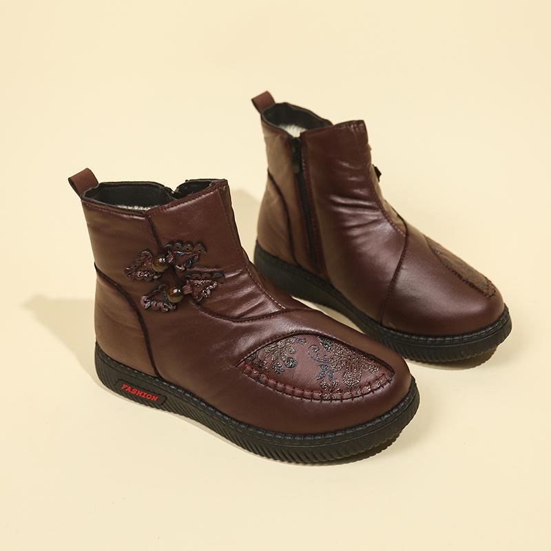 Women'S Snow Boots Winter Fashionable Comfortable Warm Flat Boots Thick Sole Embroidered Women'S Shoes  De Mujer 41