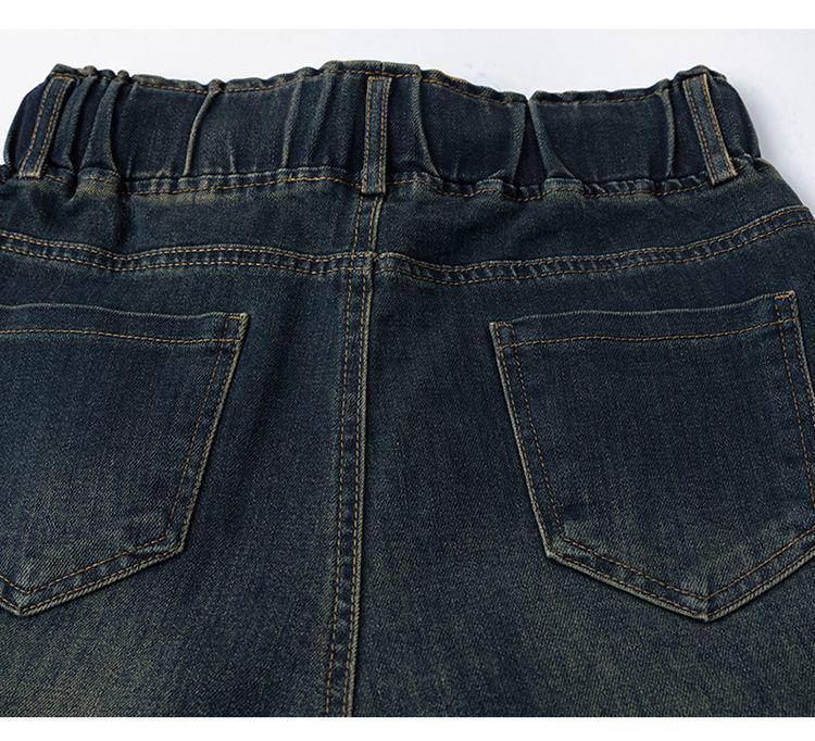 Women's Fleece-Lined Elastic Waist Denim Pants - Wide-Leg, Thickened for Autumn/Winter