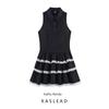 Kaslead New Arrival Women's Clothing Fashion Style Fashion Simple Lapel Sleeveless Laminated Patchwork Dress