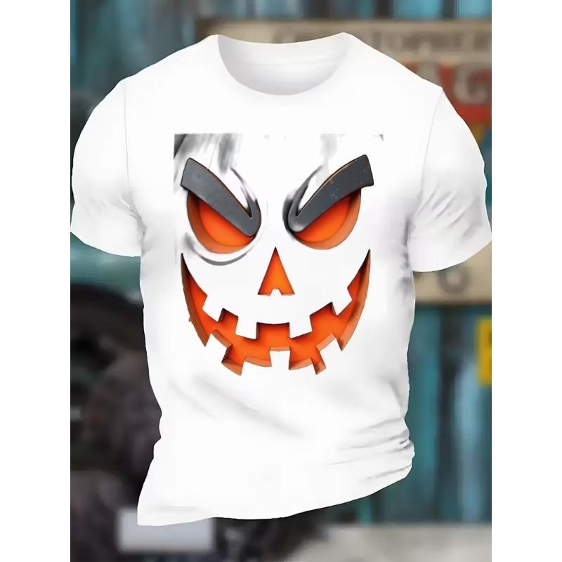 Fashion Halloween Men's T-shirts Clothing Crew Neck Short-sleeved Tee Funny Pumpkin 3D Printed Short Sleeve T-shirt For Men