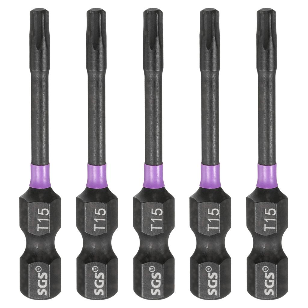T7-T50 Torx Head Impact Screwdriver Bits 1/4" Hex Shank Magnetic No Hole Tamper Proof 6 Point Star Screw Driver Bits Power Tools