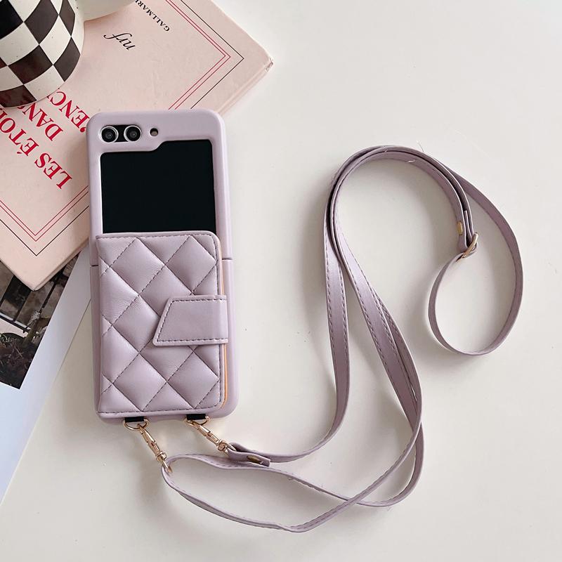 

Чохол-холдер для карток Crossbody Wallet для Samsung Galaxy Z Flip 5 4 3 Z Flip 4 Flip3 5G Шкіряний протиударний чохол Samsung Z flip 3 фіолетовий