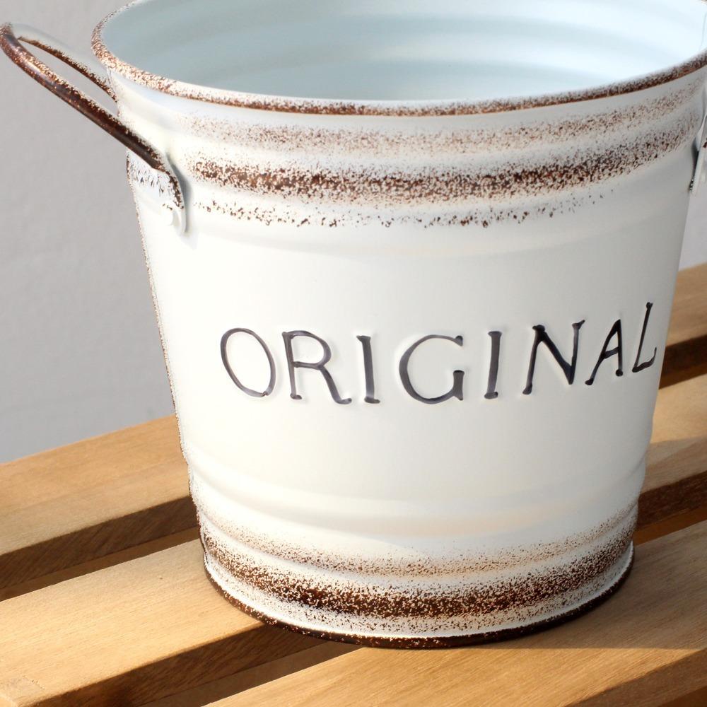 Retro Metal Flower Container Round Floral Buckets Creative Iron Flower Pot Farmhouse