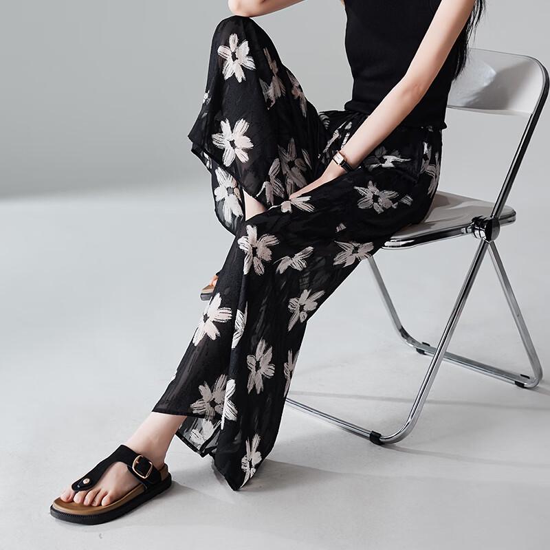 

SOFSIL 2026 Summer Women s Printed Wide-Leg Pants 28/L