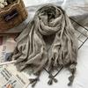 New 190*80cm Artistic Style Striped Cotton Linen Scarf Shawl Men's and Women's Same Style Mori Foulard En Mousseline Scarves