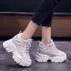 Mode Damen Chunky Sneakers 2025 Mode Plateau Sneakers Damen Marken Keile Freizeitschuhe für Frau Leder Sport Dad Schuhe 10cm