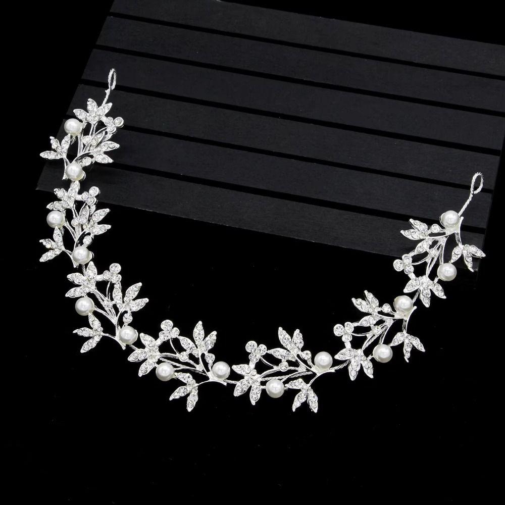 Crystal Crystal Pearl Hair Vine Shiny Wedding Headband Baroque Queen Crown  Wedding Hair Jewelry