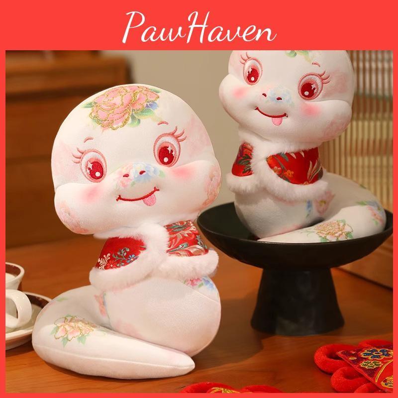 Plush Snake Toys Shawl Embroidery Fill Doll Cartoon Animals Xmas Ornament Gift