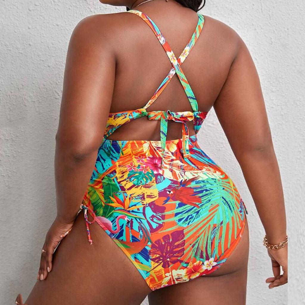 Plus Size Bikini Swimsuit for Women, Backless Sexy Bathing Suit, Slim Fit Swimwear