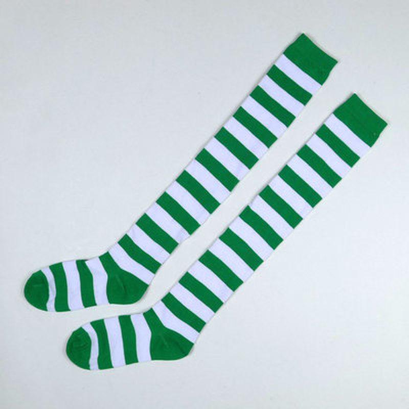 Long Stripe Adorable Anime Tight High Over Knee Pink Blue White For Women Girl Cosplay Student Kawaii Lolita Cotton Stocking