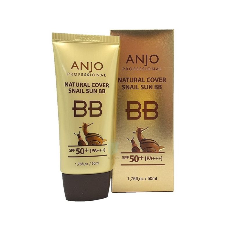 ANJO Natural Cover Snail Sun BB Cream SPF50+ PA+++ 50g – High Coverage Tone-Up BB Cream with UV Protection