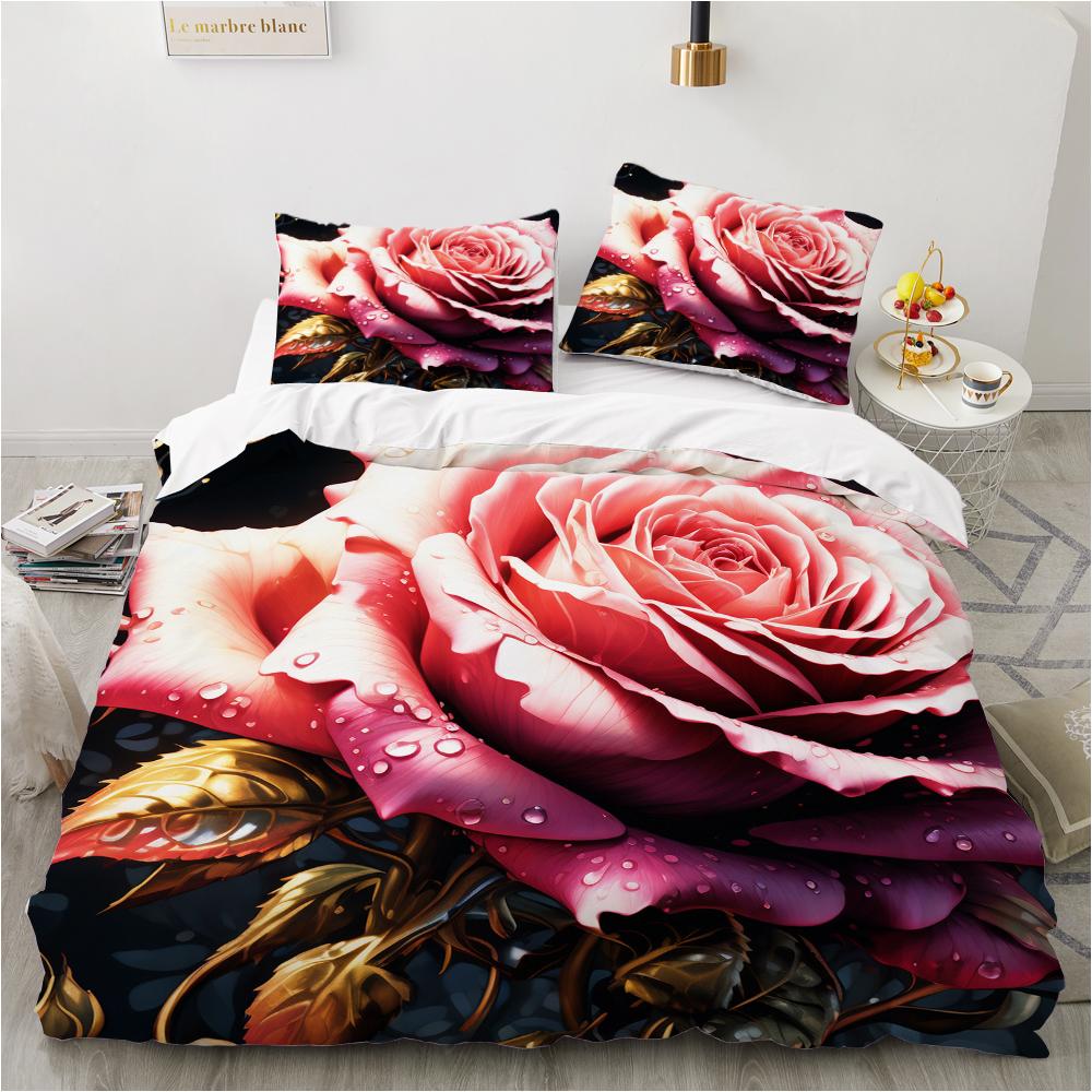 

Красочный цветочный постельный комплект Мультяшные комплекты одеял Двуспальный Королевский Кинг Полуторный Полный размер Набор пододеяльников Детский для девочек Белое постельное белье EU Single 135x200cm