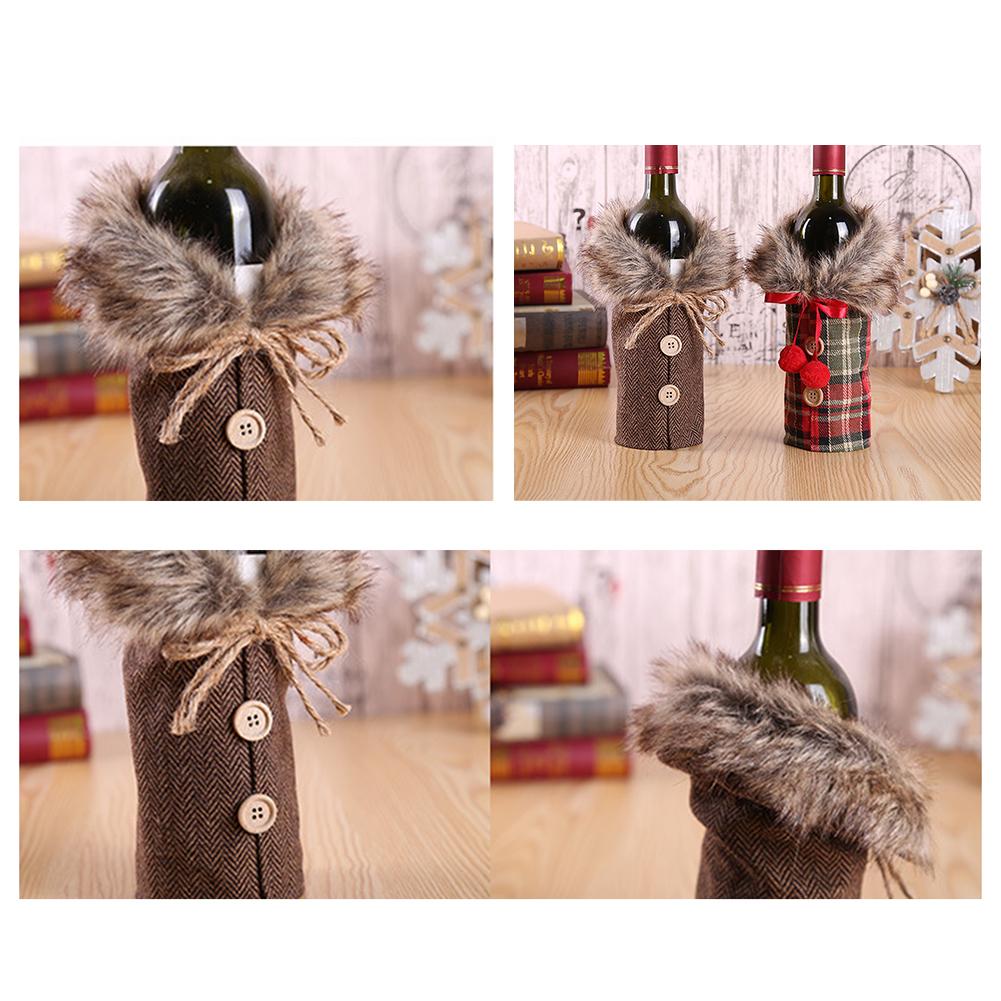 

Festive Wine Bottle Decoration Holiday Wine Bottle Cover Christmas Bright Colors Cute Design High-quality Fabric