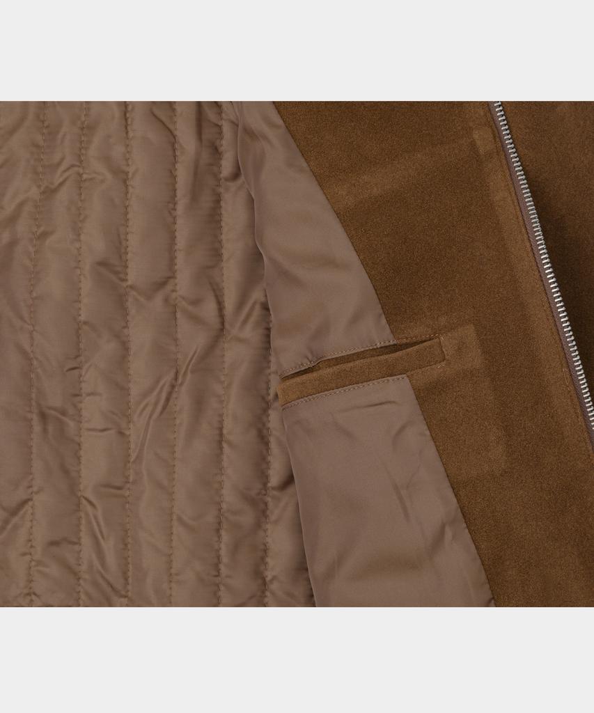 Lettercomo Western Chest Suede Blouson Jacket Dark Camel