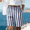 Pantaloncini Casual da Uomo a Righe Verticali Vestibilità Rilassata Leggeri Traspiranti Cotone Orlo Risvoltato Pantaloncini Estivi