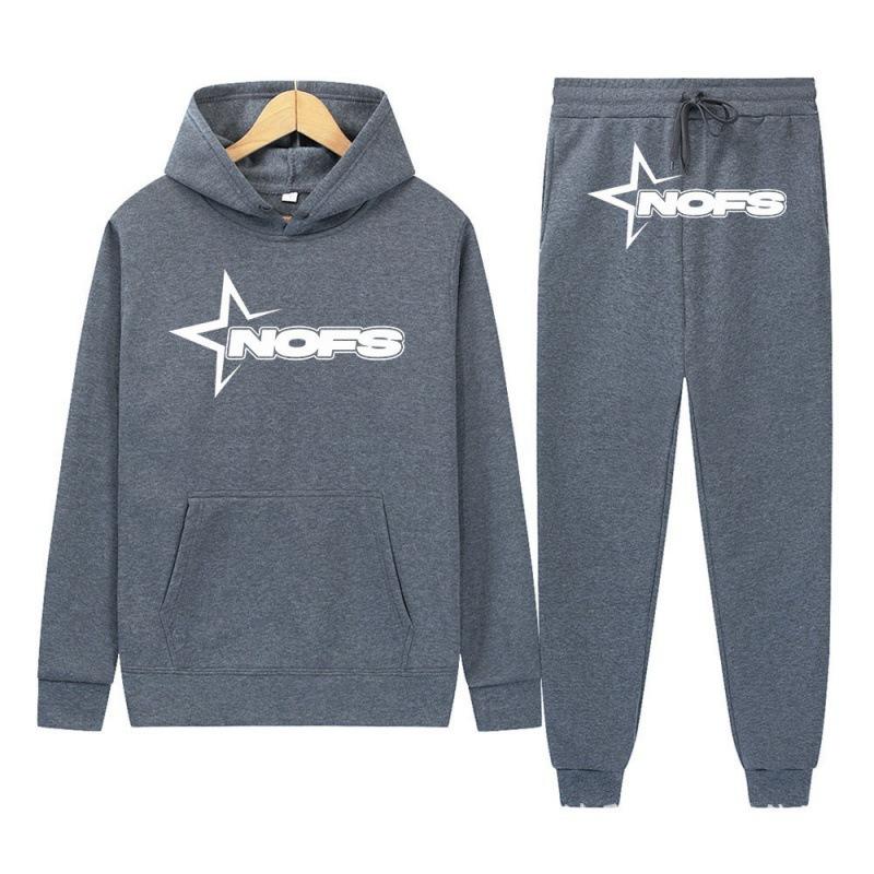 2026Y2KNOES Hoodie Set Sweatshirt Two-piece Gothic Punk Rock Streetwear Hip-hop Style