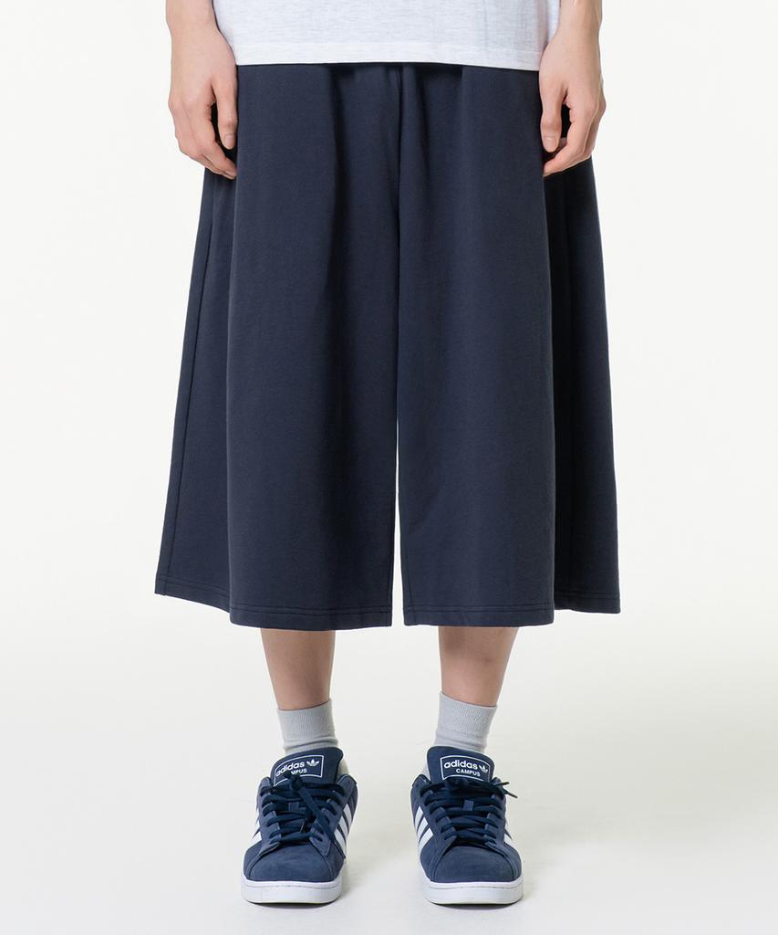 MOZMOZ Plain Bermuda Length Side-Pleated Sweatpants Navy