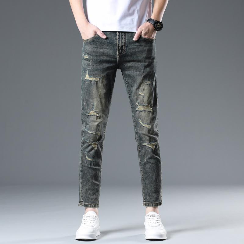 

New Summer Jeans Slim Nine-point Stretch Casual Long Pants for Men 38