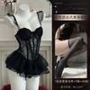 Female sexy skirt pure desire underwear mesh chest pad French steel rim vest free tutu skirt uniform