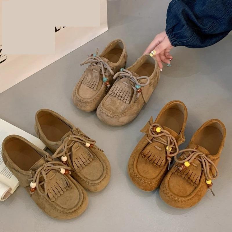 Moda retrô outono feminino solas macias não cansam, sapatos canguru, sapatos únicos e sapatos Doudou.