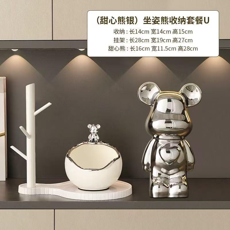 Ceramic Bear Decorative Organizer Entryway Shelf Key Holder Nordic Style Home Decor