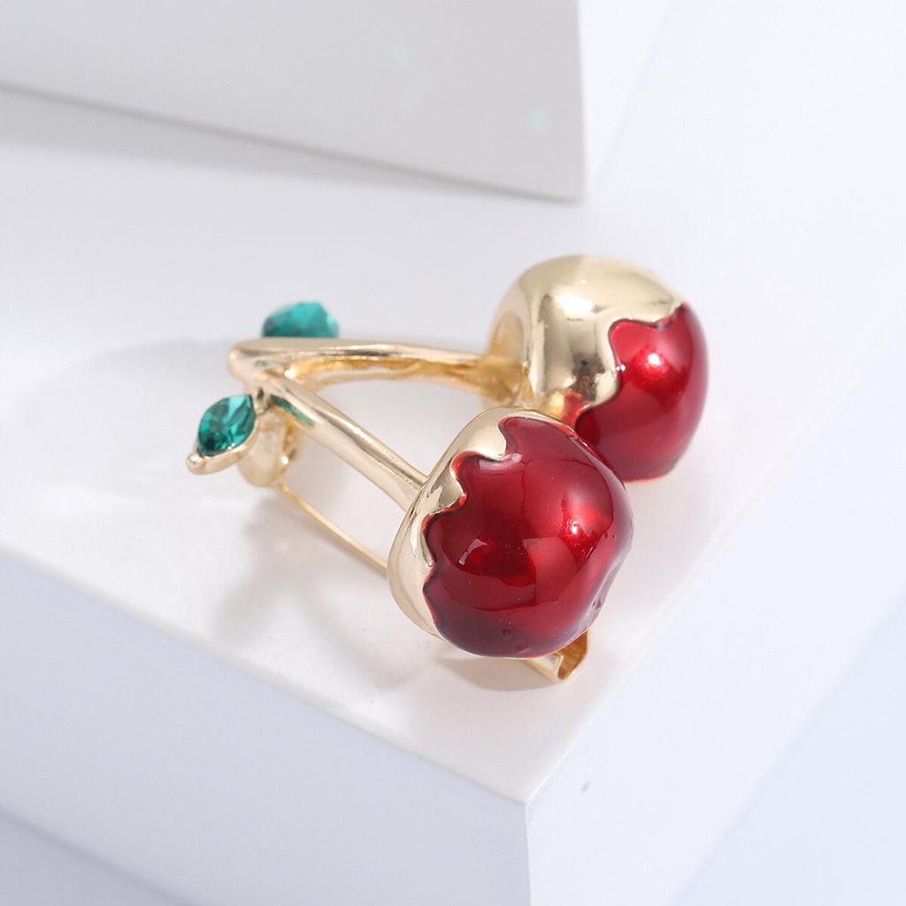 Blucome Broșe email cireșe crem pentru femei unisex fructe petrecere de vară birou broșă ace cadouri