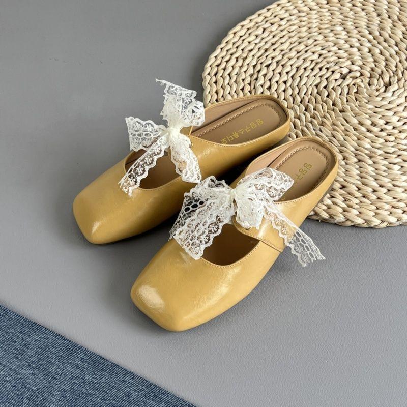 French retro soft-soled bag head half slippers women's 2025 summer new fashion casual versatile comfortable Mary Jane shoes