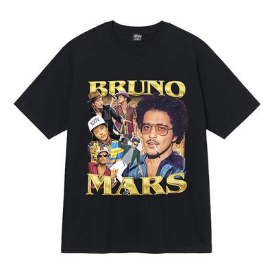 Sänger Bruno Mars k Magic Tour Mode Druck T-Shirts Hipster Unisexs Damen Hip Hop T-Shirts Lässiges Unisex Humor Baumwolle T-Shirt