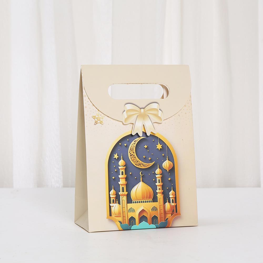 20pcs Eid Ramadan Islamic Gift Paper Tote Bags Mosque Designs Goodie Bags for Favors Shopping and Gifting Packaging