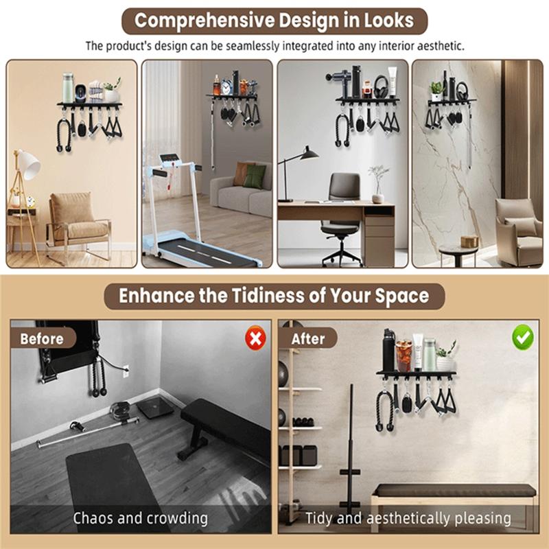 Floating Shelf, Shelf For Home Gym Storage, Gym Rack Wall Mount Organizer, Workout Metal Shelf Holder