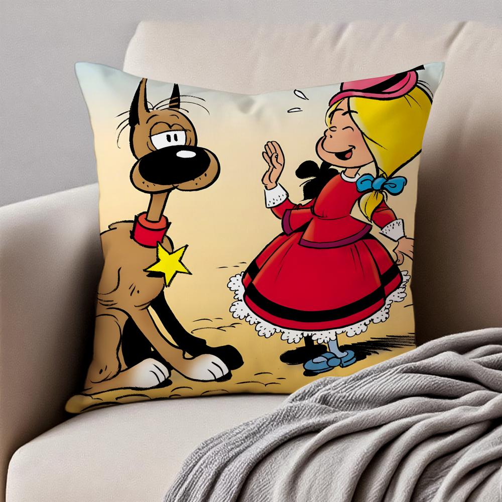 Classic Western Cartoon LLucky Luke Cushion Cover Pillowcase Antidustmite Invisible Zipper Short Plush Sofa Cushion