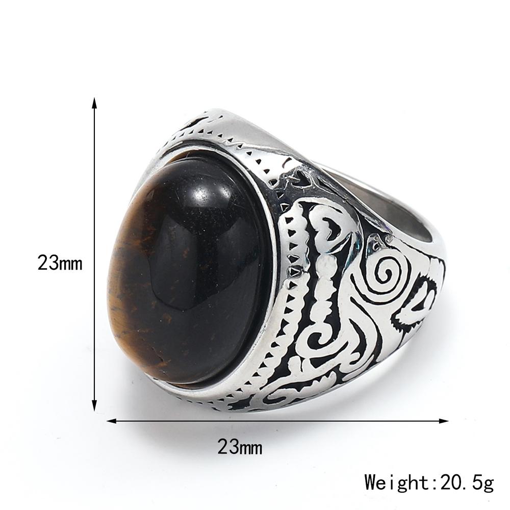 316L Stainless Steel Ring With Black Onyx & Turquoise High Quality Jewelry Factory Direct Sale
