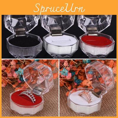 Moderne Acryl Kleine Achteckige Klare Kristall Ringbox Schmuck-Ausstellungsbox Für Ringe Ohrringe Und Mehr