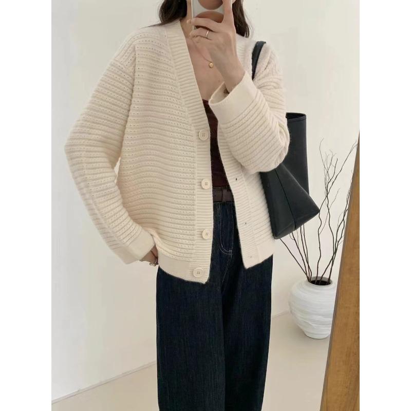 The New Gentle Wind Soft Waxy Knitted Cardigan Women's Versatile Loose Lazy Wind Temperament Sweater Jacket